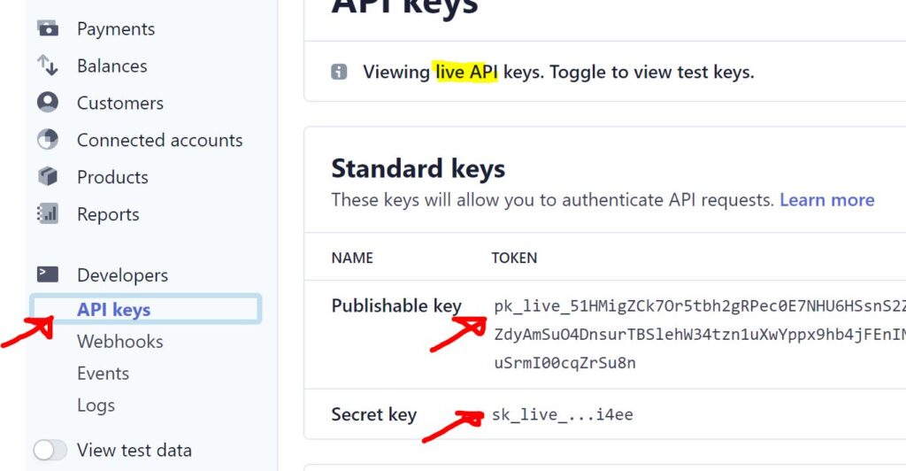 Stripe API Keys