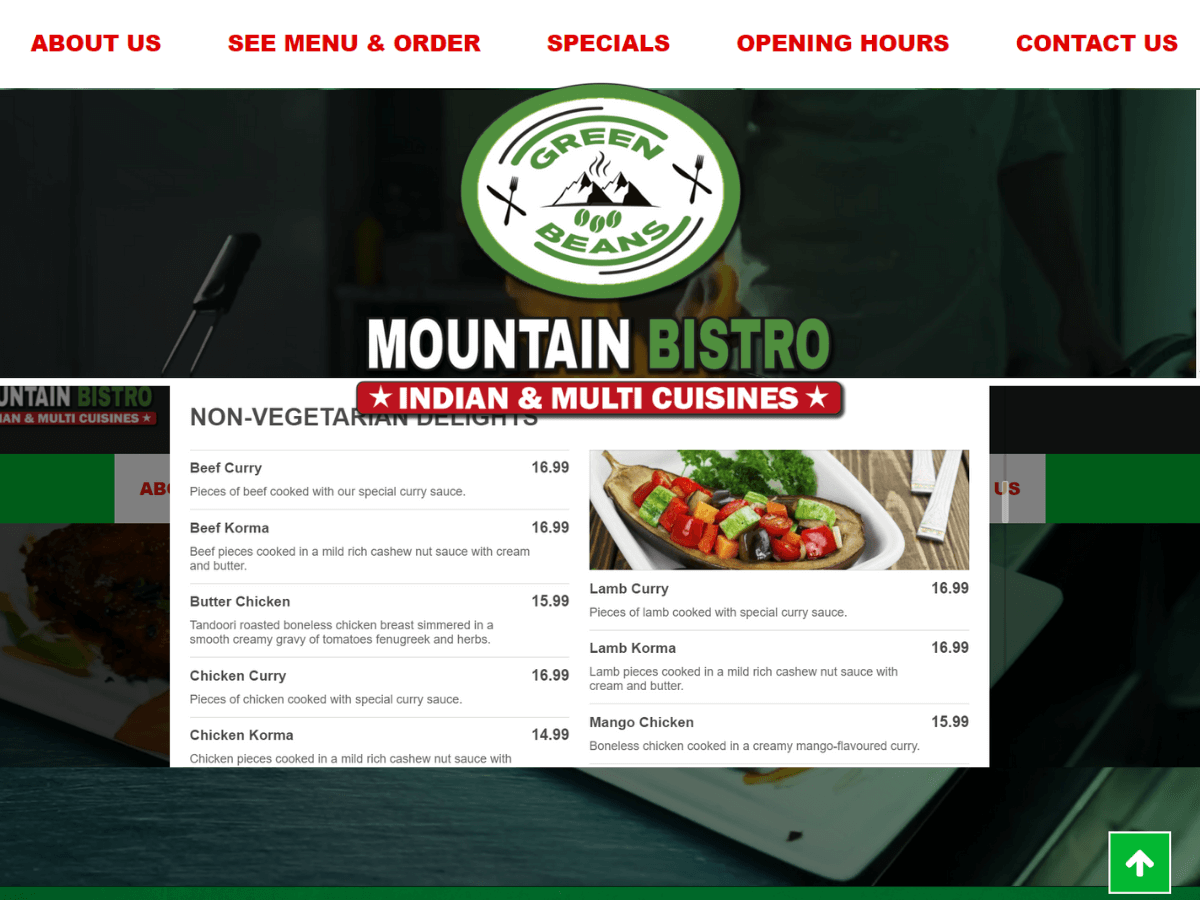 Green Bean Mountain Bistro Website