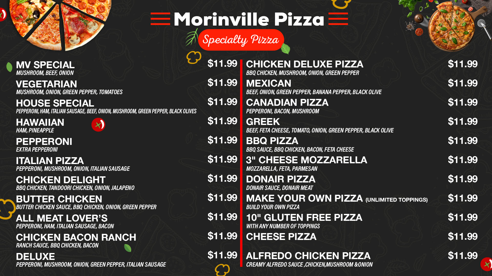 Morinville Pizza - Digital Menu Board