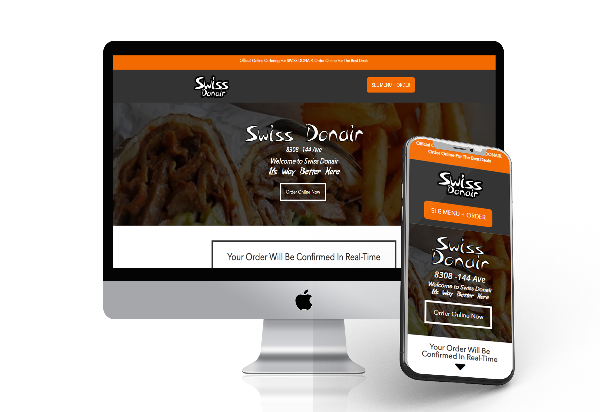 swiss donair mockup computer and phone