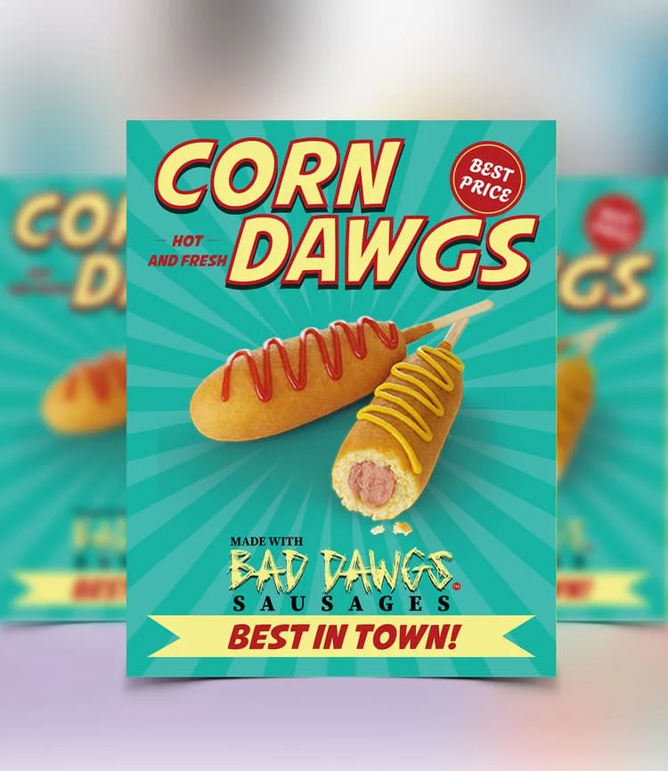 corn dawgs - corn dogs graphic design - Bad Dawgs - retro green blue