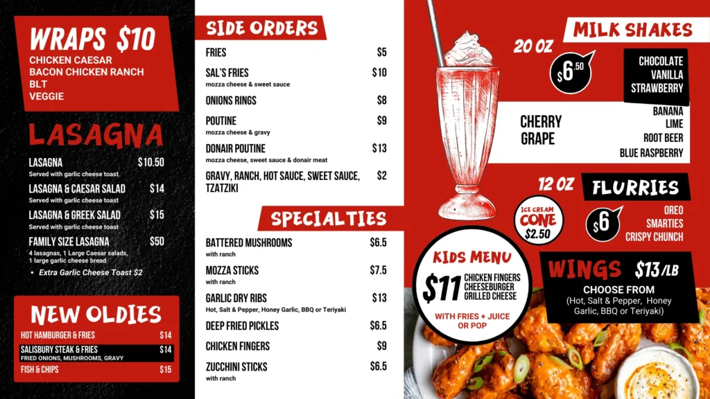 Sals Famous TV Menu Screen 3