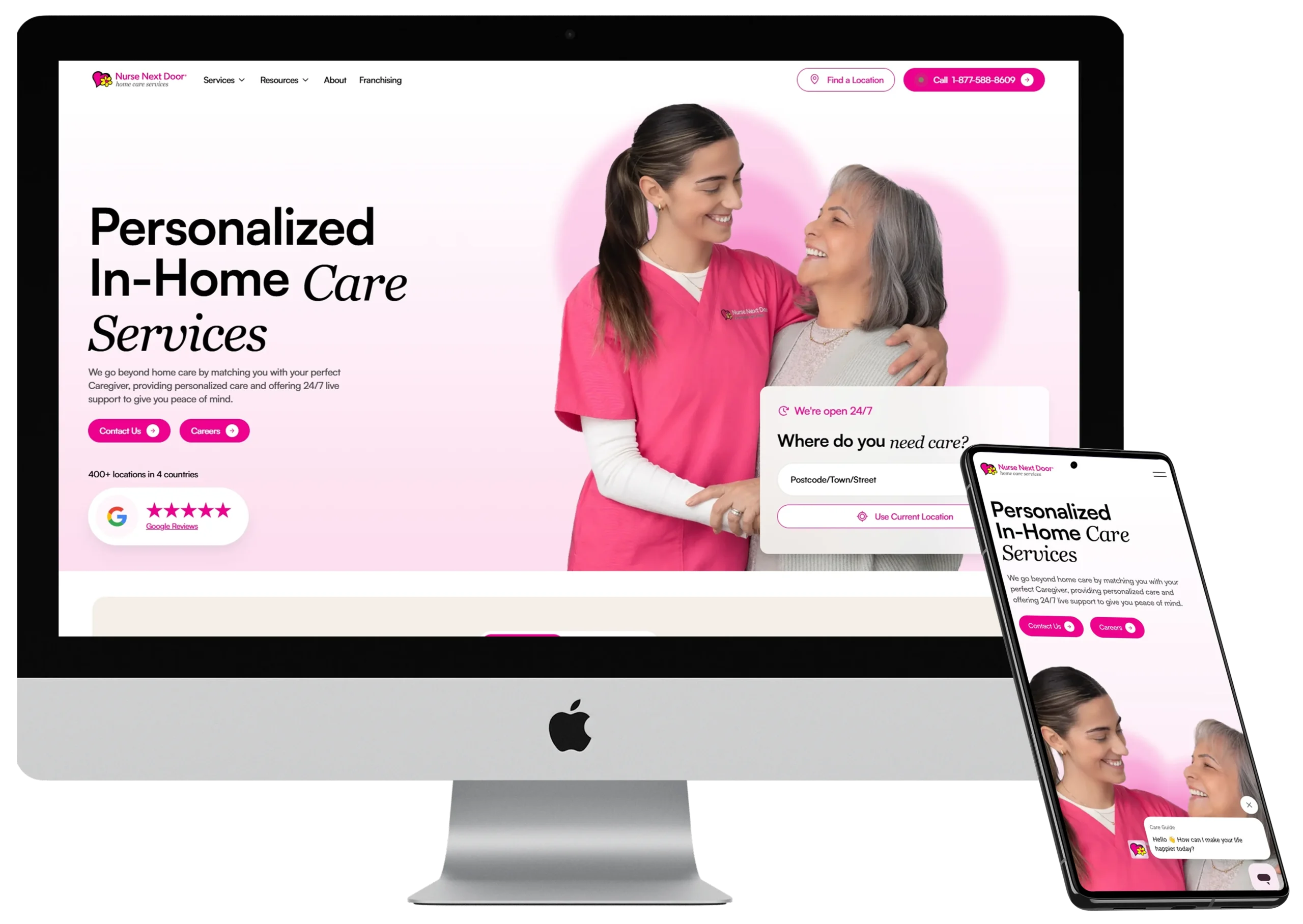 Nurse Next Door website landing page designs