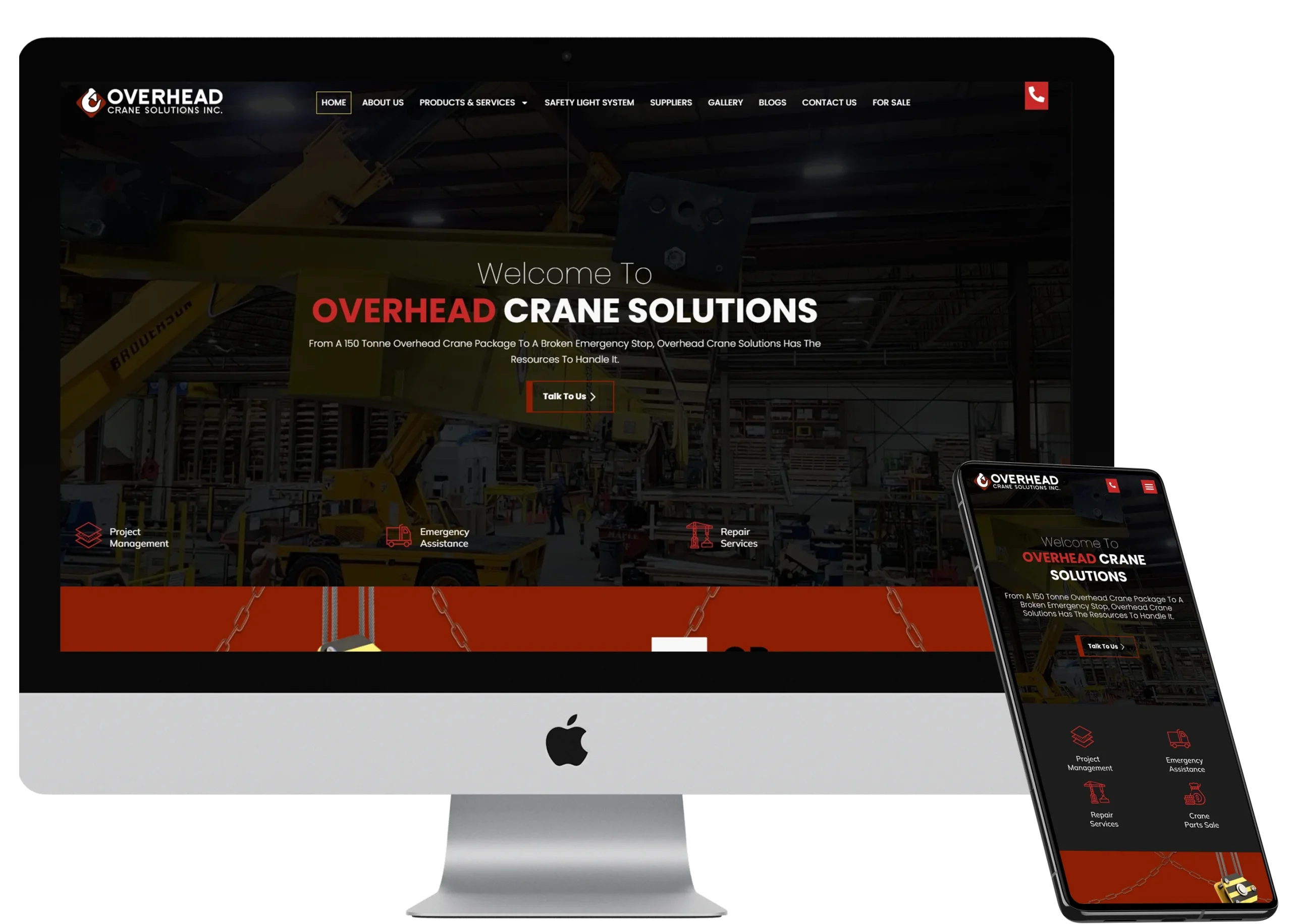 overhead crane solutions - Edmonton construction website