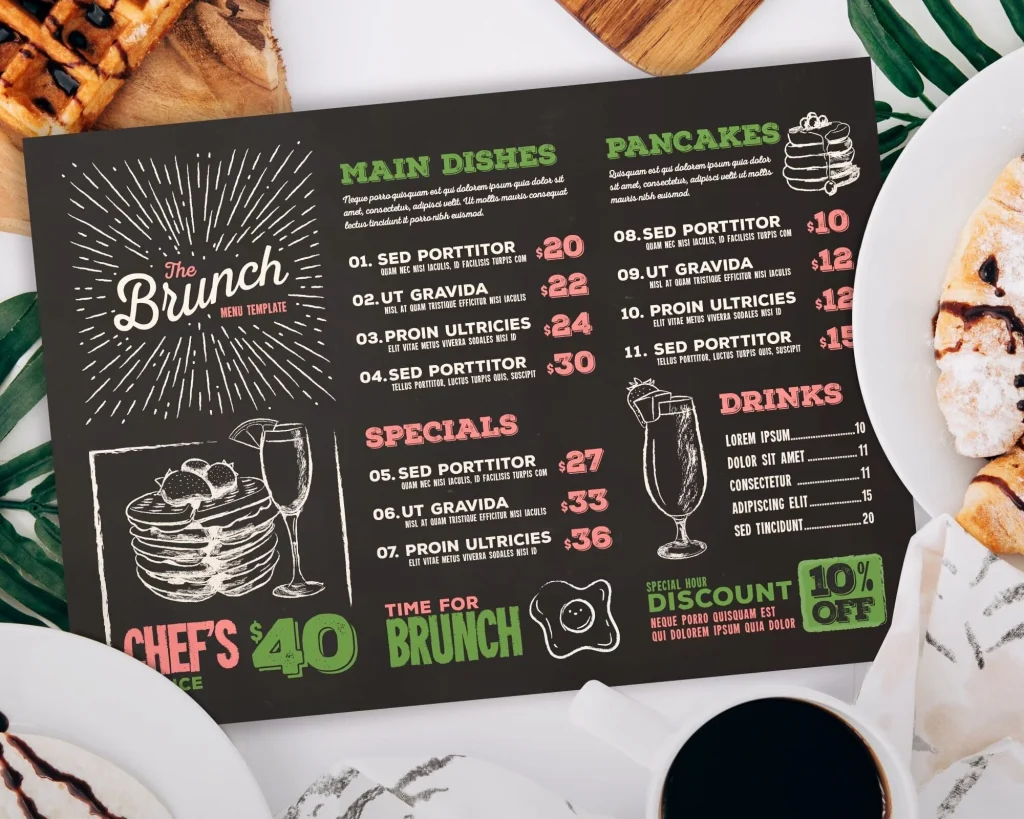 beautifully designed brunch menu